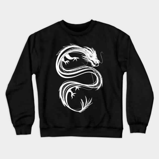 white traditional chinese dragon Crewneck Sweatshirt by acatalepsys 